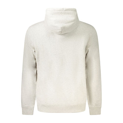Back view of Tommy Hilfiger Gray Cotton Men Sweater with hood, showcasing sustainable fashion with comfort and style.