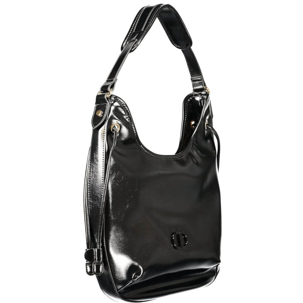 Twinset Black Polyethylene Women Hobo Bag with sleek design and comfortable shoulder handle, perfect blend of style and practicality.
