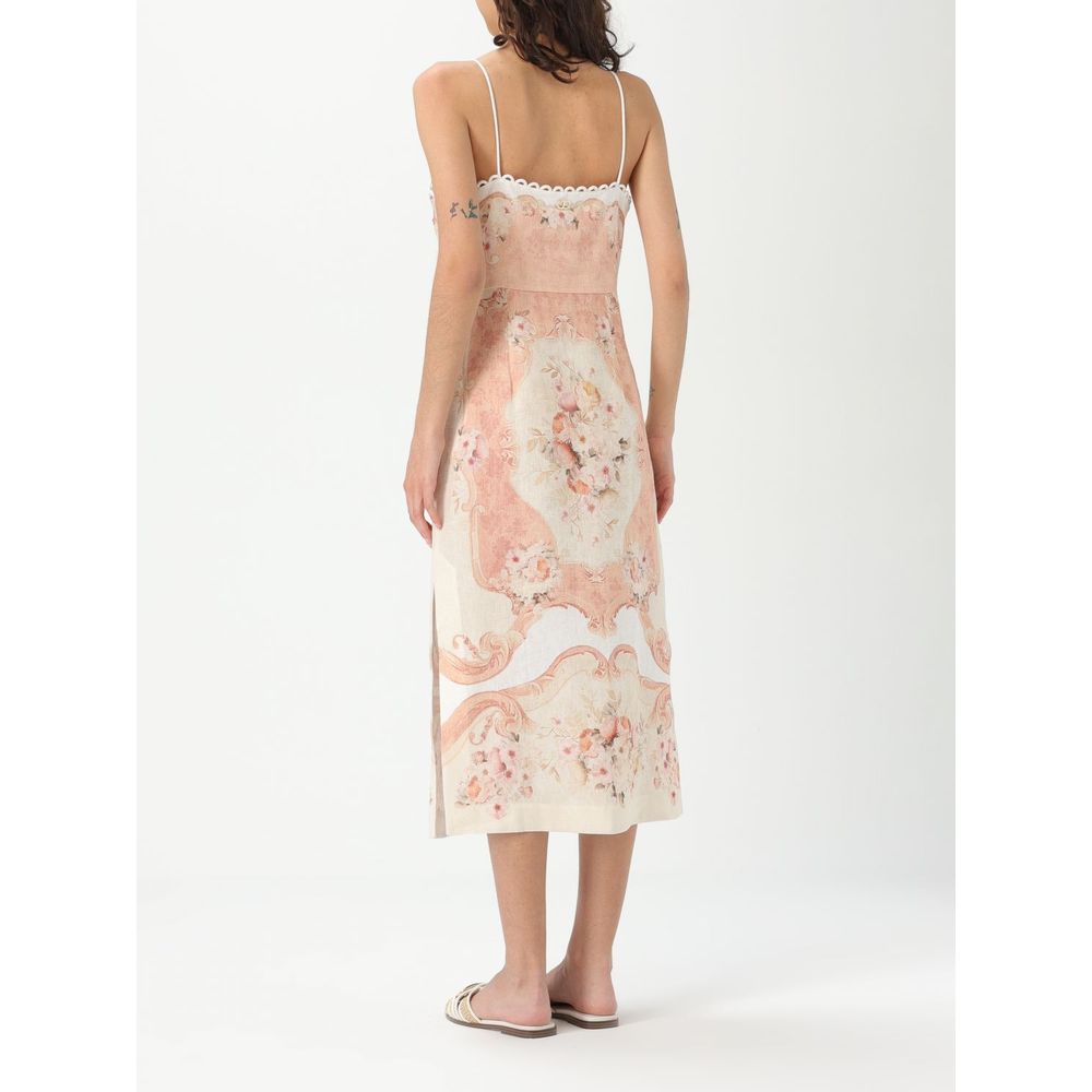 Back view of Twinset Multicolor Linen Casual Dress with floral print and halter neckline, size 46, crafted from 100% linen.