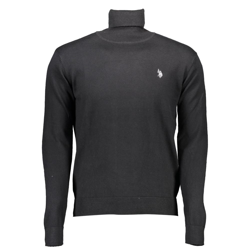 U.S. POLO ASSN. Black Cotton Sweater with high collar, long sleeves, and embroidered logo.