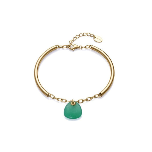 Elegant gold bracelet with green pendant, featuring VICEROY JEWELS Mod. 13172P100-42 for ladies in official packaging.