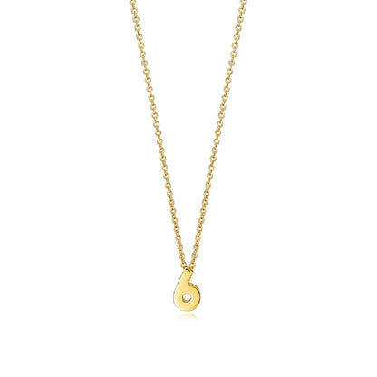 Elegant gold necklace with a number 6 pendant for ladies