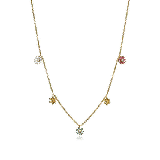 Elegant gold necklace with colorful flower pendants showcasing VICEROY JEWELS Mod. 61072C100-39 design for ladies.