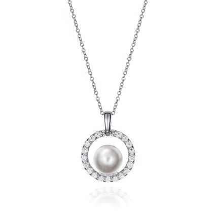 VICEROY JEWELS Mod. 71044C000-68 lady's silver necklace with pearl pendant, quartz movement, and calendar function in official box.