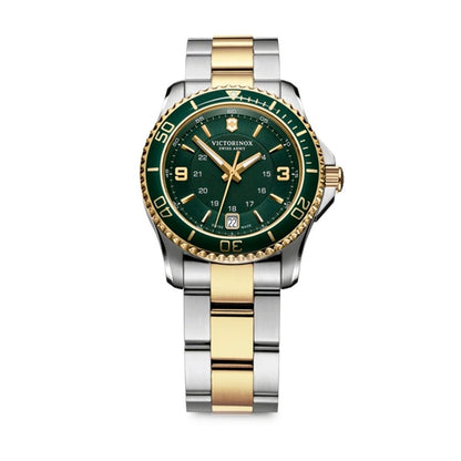 VICTORINOX WATCHES Mod. V241612 - Gold and silver two-tone watch with green dial view