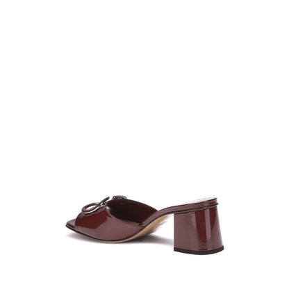 Valentino Garavani Bordeaux Calf Leather Bos Taurus Flat Sandals