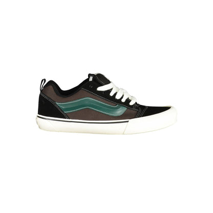 Vans Black Leather Men Sneaker with green details, classic design, and premium materials for urban style and comfort.
