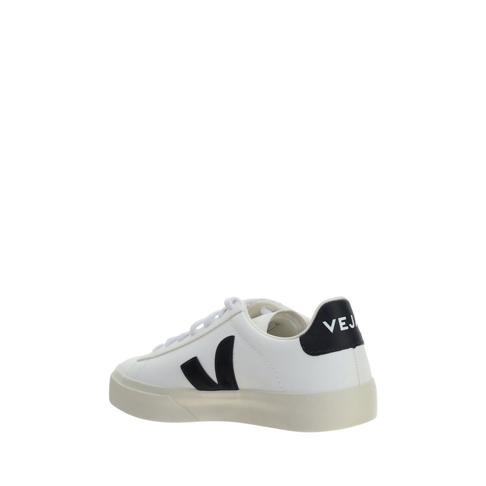 Veja White Calf Leather Bos Taurus Low Top Sneakers with V logo and contrasting heel details.