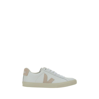 Veja White Calf Leather Bos Taurus Sneakers with logo patch, lace-up closure, and rubber sole, autumn/winter fashion footwear.
