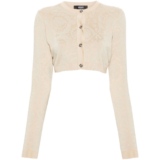 Versace Barocco lurex cropped cardigan