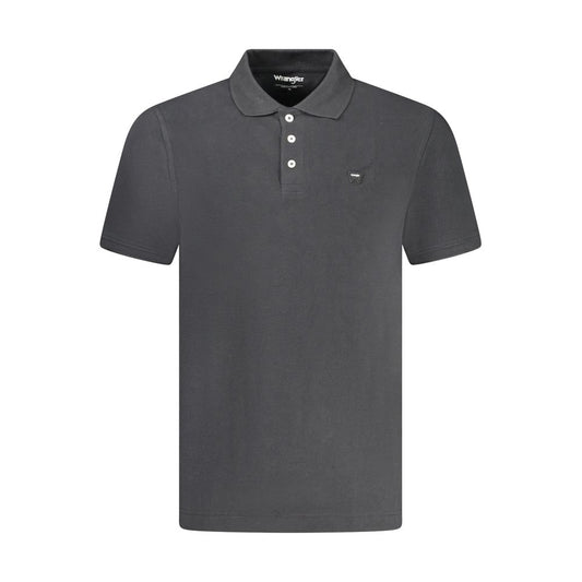 Wrangler Black Cotton Polo Shirt with short sleeves and 3 buttons, featuring logo application. Ideal casual wear for any occasion.
