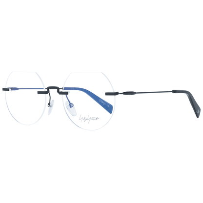 Yohji Yamamoto Black Metal Glasses (Frames) with round rimless design and demo lenses.
