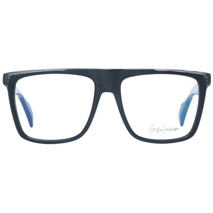 Yohji Yamamoto Black Plastic Glasses (Frames), full-rim square plastic frame, with blue-filter lenses, includes branded soft case.