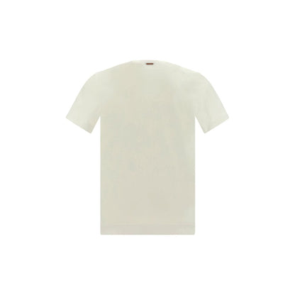 ZEGNA White Cotton T-Shirt, featuring ribbed crew neck, iconic monogram, regular fit, 100% cotton, AW25 season, back view